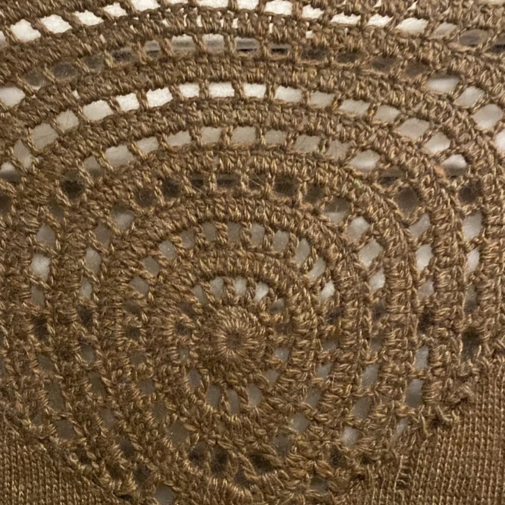 Vertigo Paris $160 NWT Angora Sleeveless Crochet Sweater Vest Tunic Olive Tan M - Picture 7 of 13